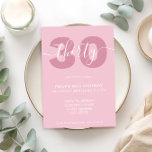 Modernes, elegantes Script 30. Geburtstagseinladun Einladung<br><div class="desc">Moderne Pastel Pink 30. Geburtstag Einladung. Minimalistisches 30. Geburtstag Einladung Design mit eleganten Kalligraphie handgeschriebenen Skript-Schriftart.</div>