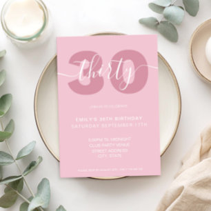 Modernes, elegantes Script 30. Geburtstagseinladun Einladung