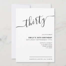 Modernes, elegantes Script 30. Geburtstagseinladun Einladung