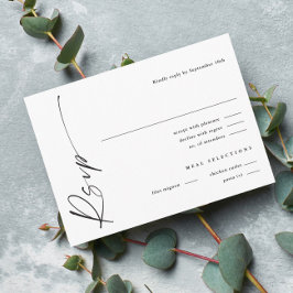 Modernes, elegantes Script Black and White Wedding Begleitkarte