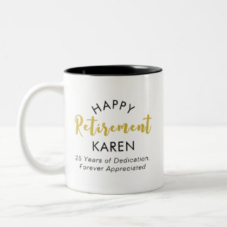 Modernes, elegantes Script Black Gold Happy Rentir Zweifarbige Tasse