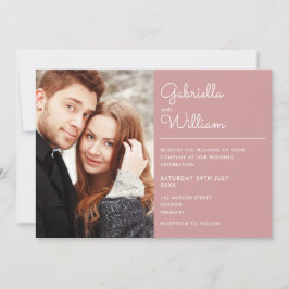 Modernes, elegantes Script Dusty Rose Foto Wedding Einladung