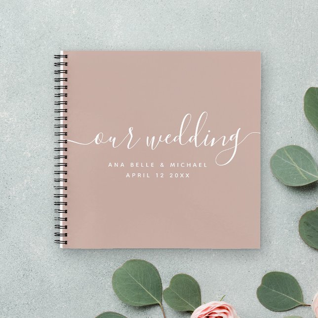 Modernes, elegantes Script Earth Tone Wedding Gues Notizbuch (Von Creator hochgeladen)