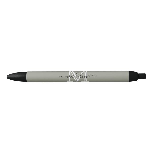 Modernes, elegantes Script Evergreen Fog Monogram Kugelschreiber (Vorderseite)