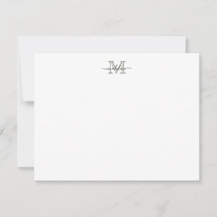 Modernes, elegantes Script Evergreen Fog Monogram Mitteilungskarte