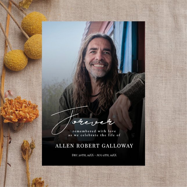 Modernes, elegantes Script-Foto Begräbnis Begrüßun Poster (Von Creator hochgeladen)