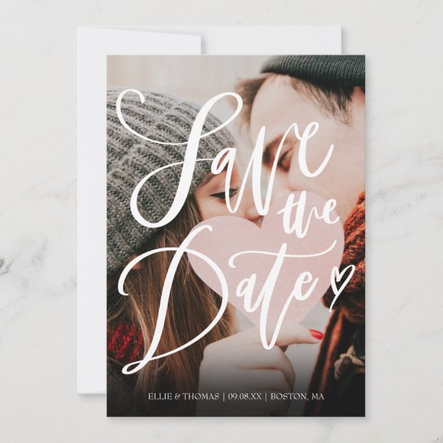Modernes, elegantes Script-Foto einfach Save The Date (Vorderseite)
