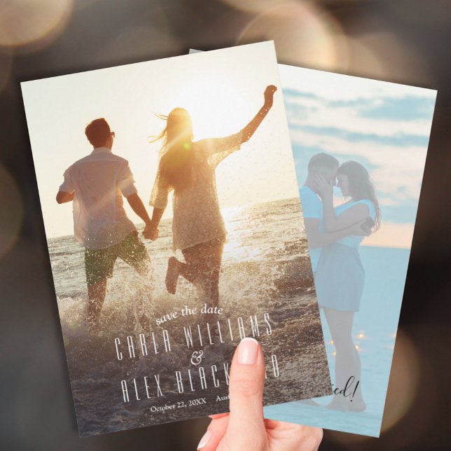 Modernes, elegantes Script-Foto für Hochzeiten spe Save The Date (Von Creator hochgeladen)