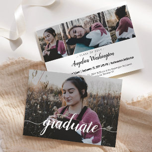 Modernes, elegantes Script-Foto High School Abschl Ankündigung