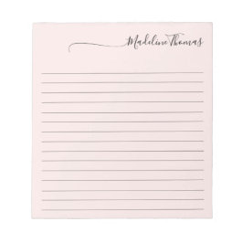 Modernes, elegantes Script Girly Pink Name Notizblock