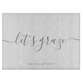 Modernes, elegantes Script Gray Family Grazing Boa Schneidebrett