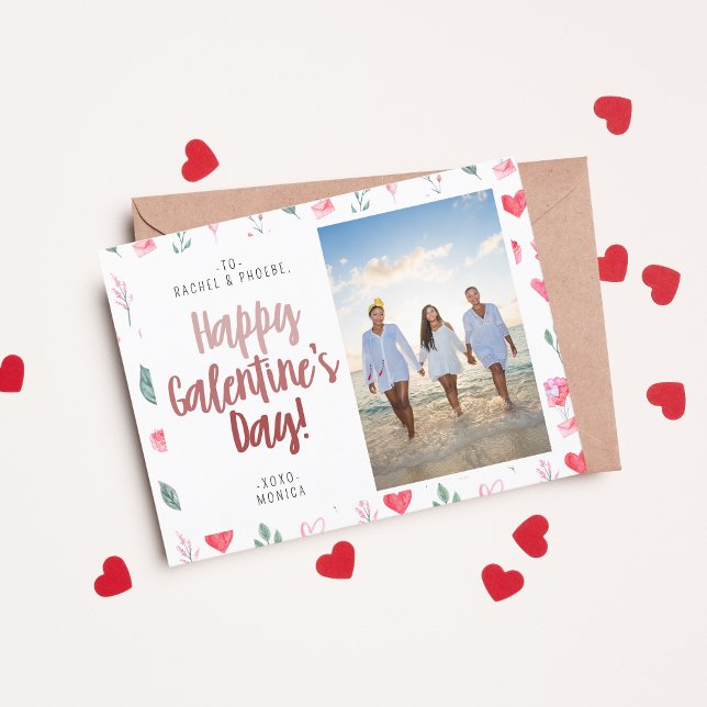 Modernes, elegantes Script-Happy Galentine's Day F Postkarte (Von Creator hochgeladen)