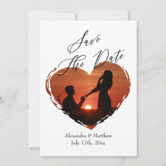 Modernes, elegantes Script Minimalistisch Heart Fo Save The Date