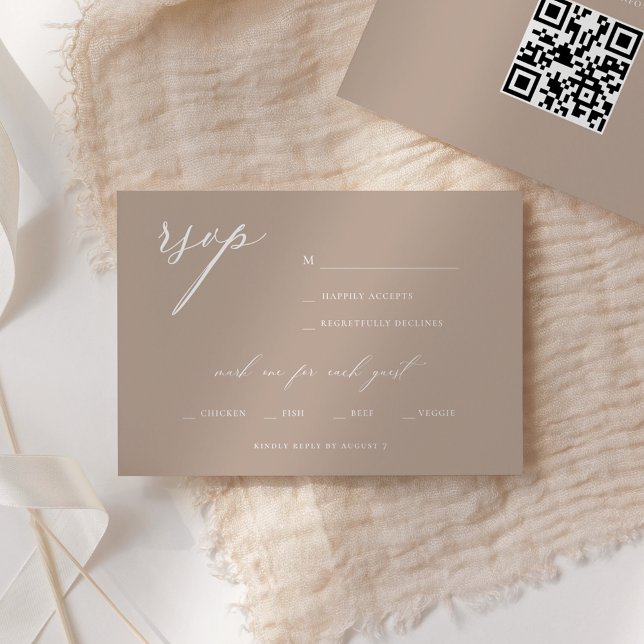 Modernes, elegantes Script Olive Wedding RSVP Einladung (Von Creator hochgeladen)