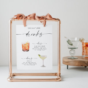 Modernes, elegantes Script-Signature Drinks Poster