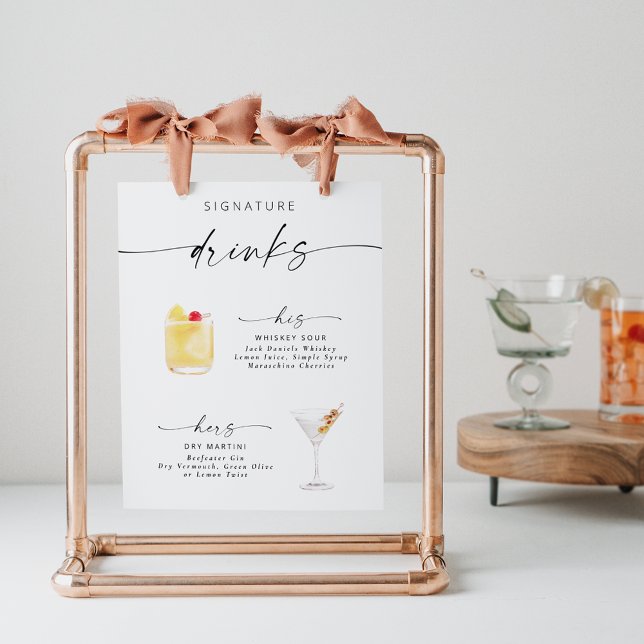 Modernes, elegantes Script-Signature Drinks Poster (Von Creator hochgeladen)