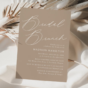 Modernes, elegantes Script Taupe Brautparty Brunch Einladung
