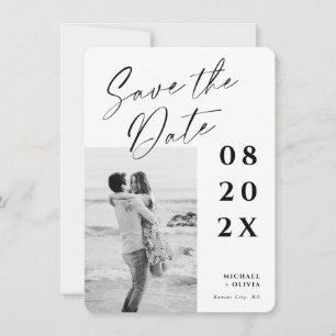 Modernes, elegantes Skript-Foto Hochzeit speichern Save The Date