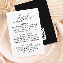 Modernes, elegantes Skript-Hochzeitdetails QR-Code Begleitkarte