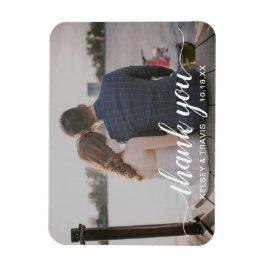 Modernes, elegantes Skript Vielen Dank Foto Weddin Magnet