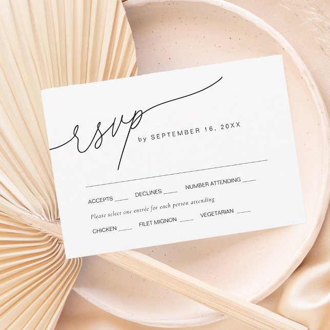 Modernes, elegantes Skript W/ Meal Choice Wedding RSVP Karte (Modern Elegant Script W/ Meal Choice Wedding RSVP Card)