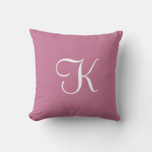 Modernes elegantes Solid Mauve Pink Custom Monogra Kissen