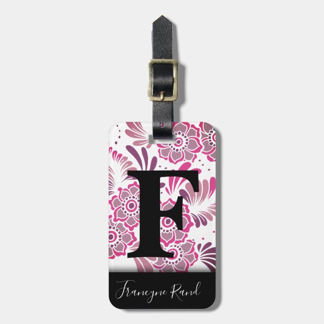 Modernes elegantes, stilvolles Rosa Floral Travel  Gepäckanhänger (Vorderseite vertikal)