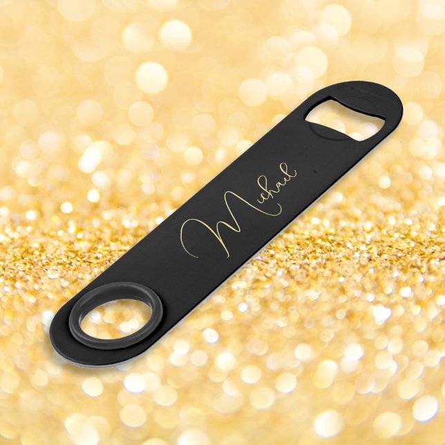 Modernes Elegantes stilvolles Trendy Gold Mit Mono Speed Flaschenöffner (Modern Elegant Stylish Trendy Gold Monogrammed Bar Key)