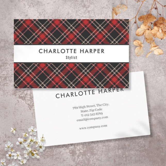 Modernes Elegantes Tartan Kariertes Muster Visitenkarte (Modern Elegant Tartan Plaid Pattern Business Card)