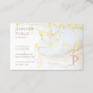 Modernes, elegantes Template Gold-Marmor-Monogramm Visitenkarte