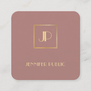 Modernes elegantes Template Gold Mit Monogramm Lux Quadratische Visitenkarte