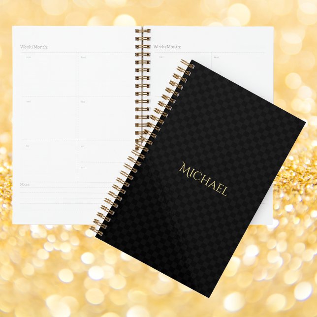 Modernes Elegantes, trendy Black Gold Woche & Mona Planer (Modern Elegant Trendy Black Gold Weekly & Monthly Planner)