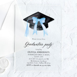 Modernes Elegantes Trendy Stylish Blue Bow Abschlu Acryleinladungen