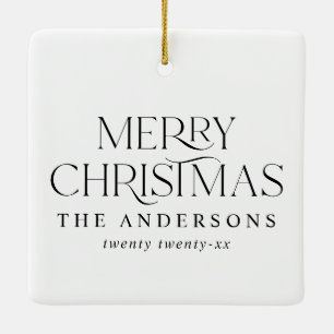 Modernes, elegantes Vintages Foto Weihnachten Keramikornament