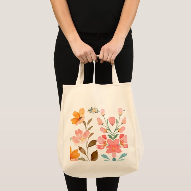 Modernes Elegantes Wasserfarben Rosa Tragetasche (Vorderseite (Produkt))