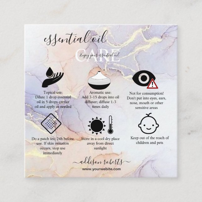 Modernes Elegantes Watercolor Grünes ätherisches Ö Quadratische Visitenkarte (Vorderseite)