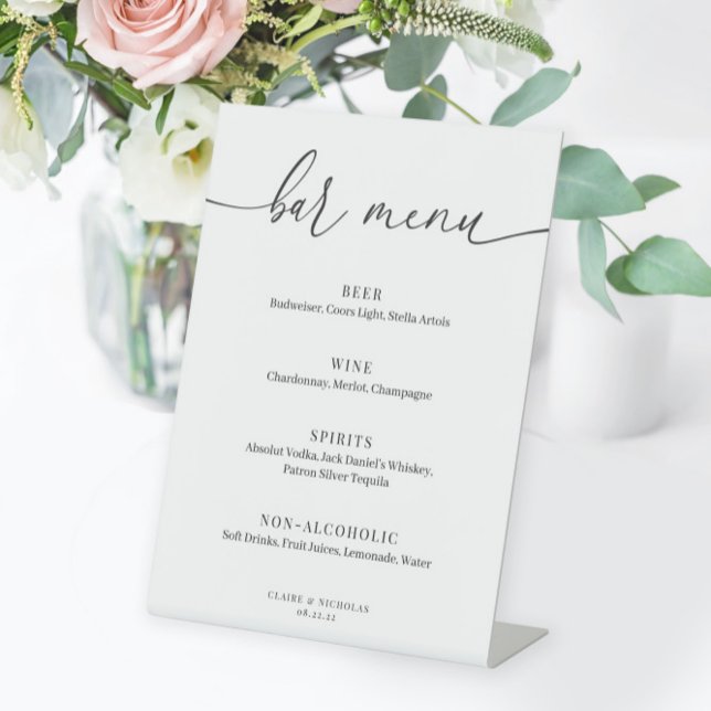 Modernes Elegantes Wedding Bar Menu Pedestal Schil Sockelschild (Von Creator hochgeladen)