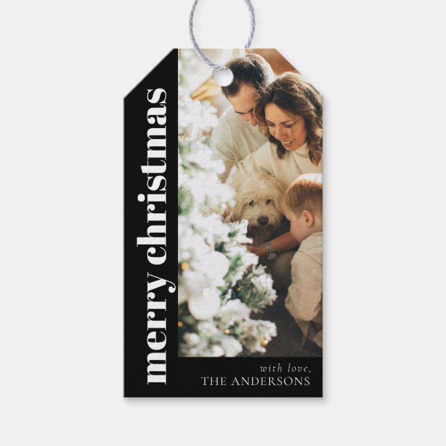 Modernes, elegantes WeihnachtsfamilienFoto Geschenkanhänger (Vorderseite)