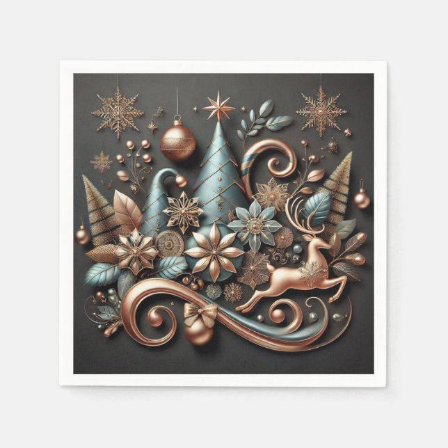 Modernes, elegantes Weihnachtsgold Serviette (Vorderseite)