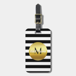Modernes elegantes Weiß, Schwarzes u. Gold - Gepäckanhänger