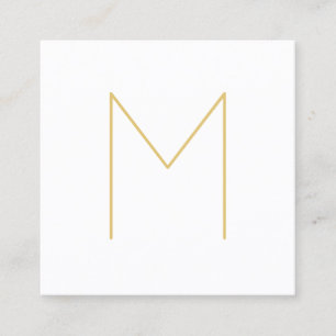 Modernes elegantes Weiß-und Goldmonogramm Quadratische Visitenkarte