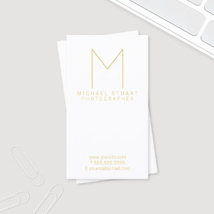 Modernes elegantes Weiß-und Goldmonogramm Visitenkarte