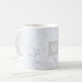 Modernes, elegantes, weißes Marmormonogramm Kaffeetasse
