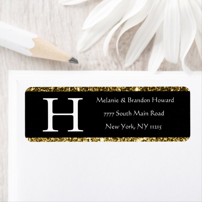 Modernes, elegantes White Black Gold Monogram (Insitu)