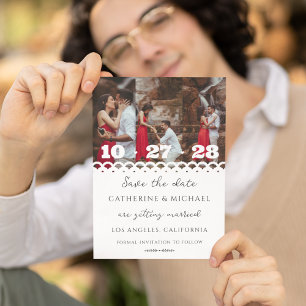 Modernes, elegantes White Lace Foto Save the Date