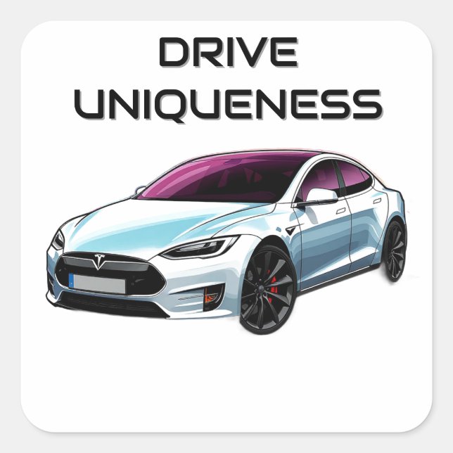 Modernes Elektroauto Quadratischer Aufkleber (Vorderseite)