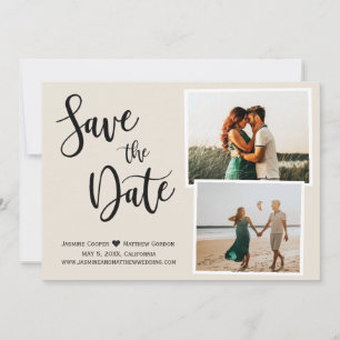 Modernes Elfenbeinhaus Elegantes handgeschriebenes Save The Date