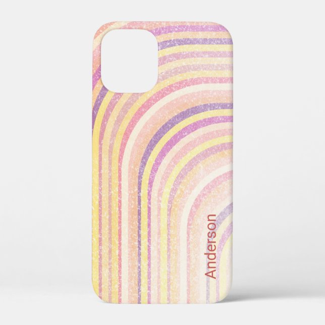 Modernes Eligant Retro Line Monogramm Case-Mate iPhone Hülle (Rückseite)