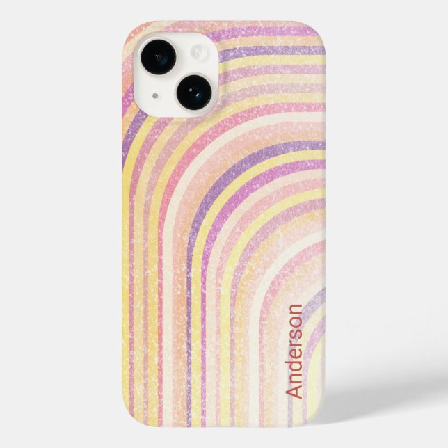 Modernes Eligant Retro Line Monogramm Case-Mate iPhone Hülle (Rückseite)