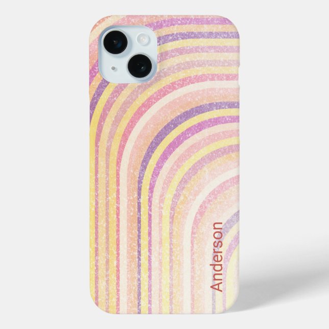 Modernes Eligant Retro Line Monogramm Case-Mate iPhone Hülle (Rückseite)